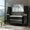Homeline Bathroom Furniture Set with Drawers and Glass Shelf, Marcel Black, 120 cm, Double Basin, 1 Tall Cabinet view 1