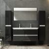 Homeline Bathroom Furniture Set with Drawers and Glass Shelf, Marcel Black, 120 cm, Double Basin, 1 Tall Cabinet view 2