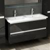 Homeline Bathroom Furniture Set with Drawers and Glass Shelf, Marcel Black, 120 cm, Double Basin, 1 Tall Cabinet view 3