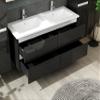 Homeline Bathroom Furniture Set with Drawers and Glass Shelf, Marcel Black, 120 cm, Double Basin, 1 Tall Cabinet view 4