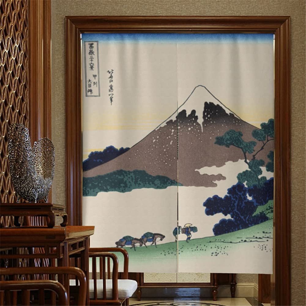 Hiseng Japanese Noren Door Curtain, Cotton Linen, Travel, 85 x 120 cm