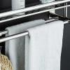 TRFBC 304 Stainless Steel Bathroom Towel Rack, Double Floor-Standing Towel Bar, Multipurpose Shelf for Kitchen and Bathroom, 1 Tier, 50 view 2