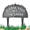 RRMMAN Cast-Iron Grass Warning Sign, "Please Keep Off the Grass" and "No Pooping Yard," Retro Style view 1