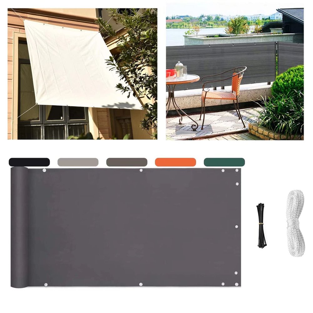 Amcerd Privacy Balcony Screen 60 x 750 cm, Wind and Sun Protection, Waterproof