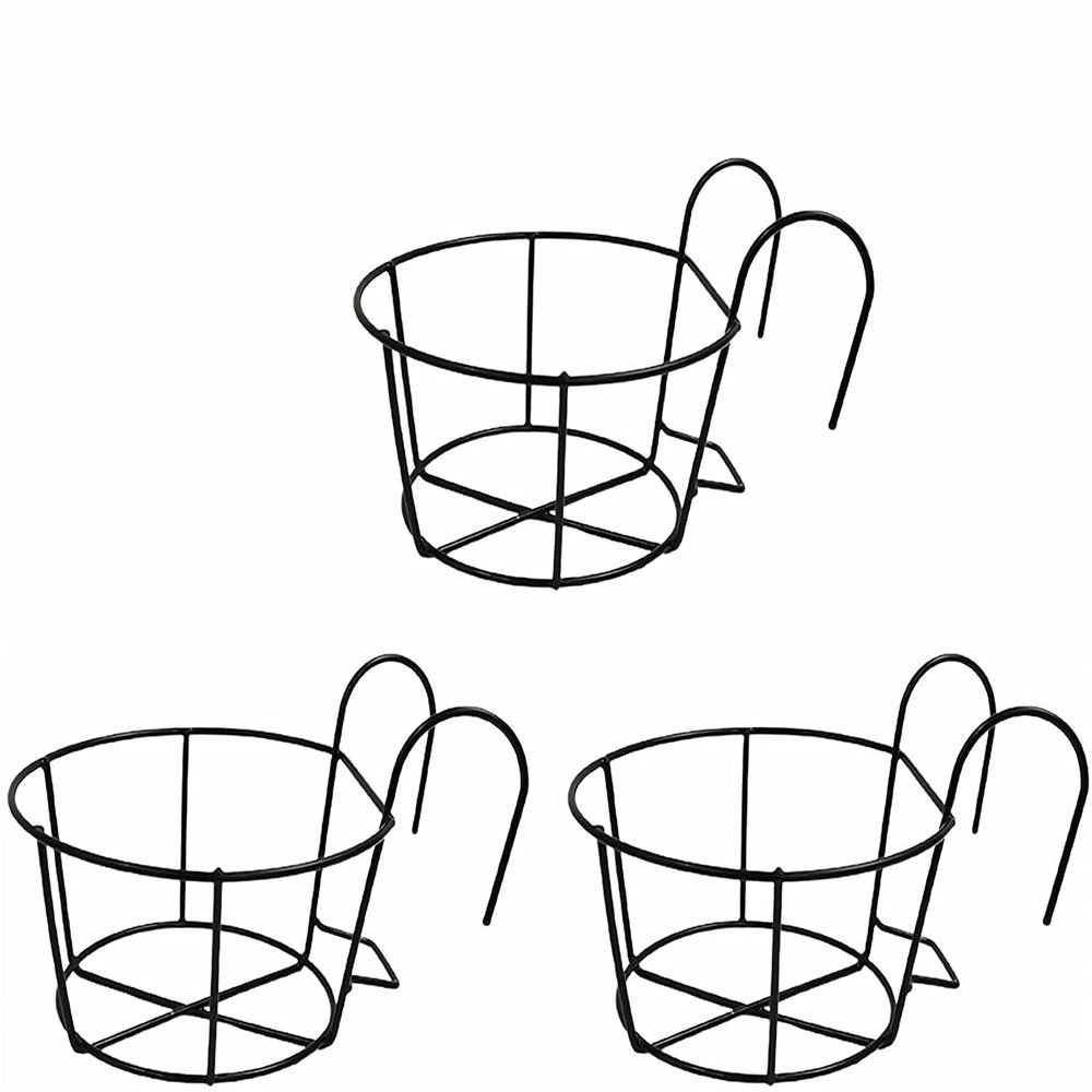 Yeehliny 3-Piece Iron Hanging Planter Holder Set, Black