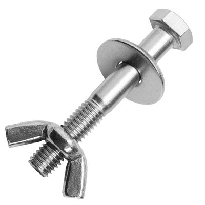 M12 x 100 mm Stainless Steel A2 Hex Bolts with Wing Nuts and Large Washers, 100-Pack