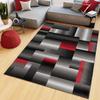 TAPISO Maya Collection KOTEX Short-Pile Rug, Modern Squares and Stripes Design, Black Gray Red White Mottled, 80 x 150 cm view 1