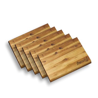 KESPER 5-Pack XL Breakfast Boards with “Brotzeit” Engraving, 32 x 21 cm, Acacia Wood