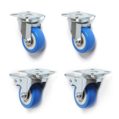 KHJK CHFENG PVC Casters, 4-Pack, Heavy-Duty 2-Inch Air-Cushion Casters, Quiet Wheels, Top Plate, S7 #5 (Blue)