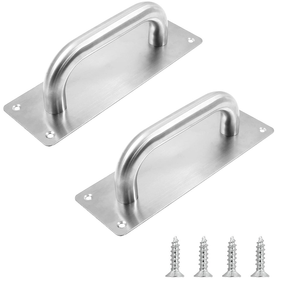 Jiozermi 2-Pack Stainless Steel Door Pull Handles, Commercial Pull Plates for Gates, Restaurants, Bars and Businesses, 20.1 x 6.5 cm