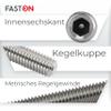 FASTON M10 x 60 mm A2 V2A Stainless Steel Hex Socket Cone-Point Set Screws, 20-Pack, DIN 913 (ISO 4026) view 2