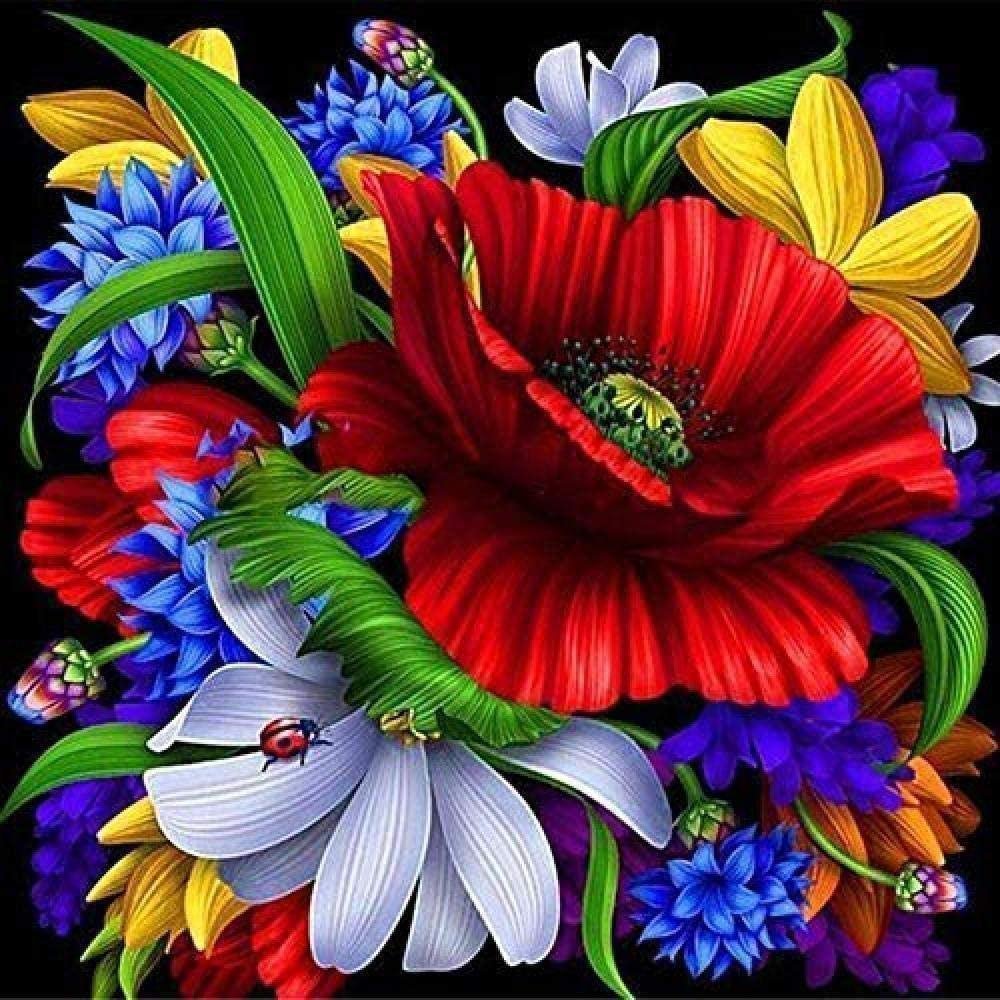 11CT Ladybug Flower Cross-Stitch Kit, 16 x 20 in