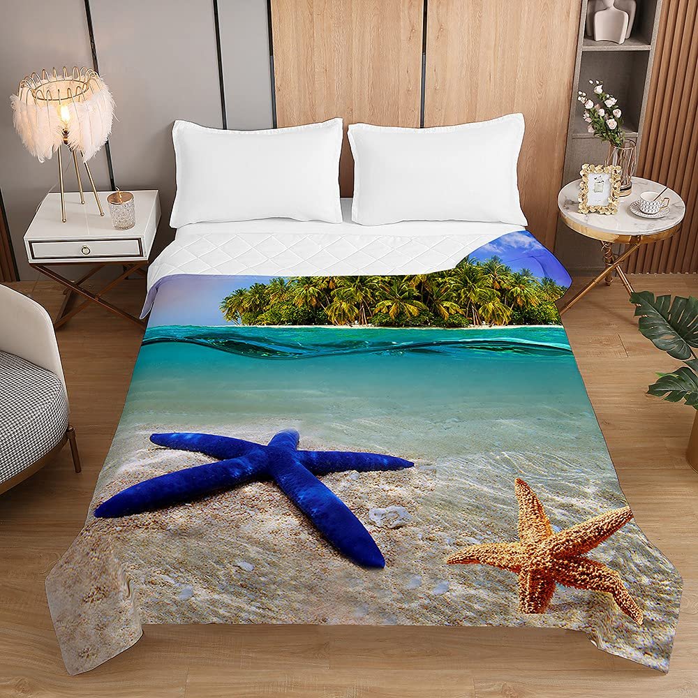 Surwin Quilted Bedspread for Double or Single Beds, Microfiber, Clear Water, 220 x 240 cm