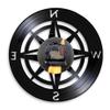 ELD 30 cm Wind Rose Compass Wall Art Modern Design Wall Clock, Navy Vinyl Record Nautical Compass Clock view 2