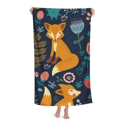 Cute Cartoon Forest Fox Microfiber Beach Towel, 80 x 130 cm