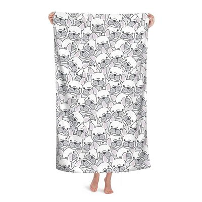 French Bulldog Puppy Microfiber Beach Towel, Large Bath Towel for Adults, Absorbent, Quick-Drying, 80 x 130 cm