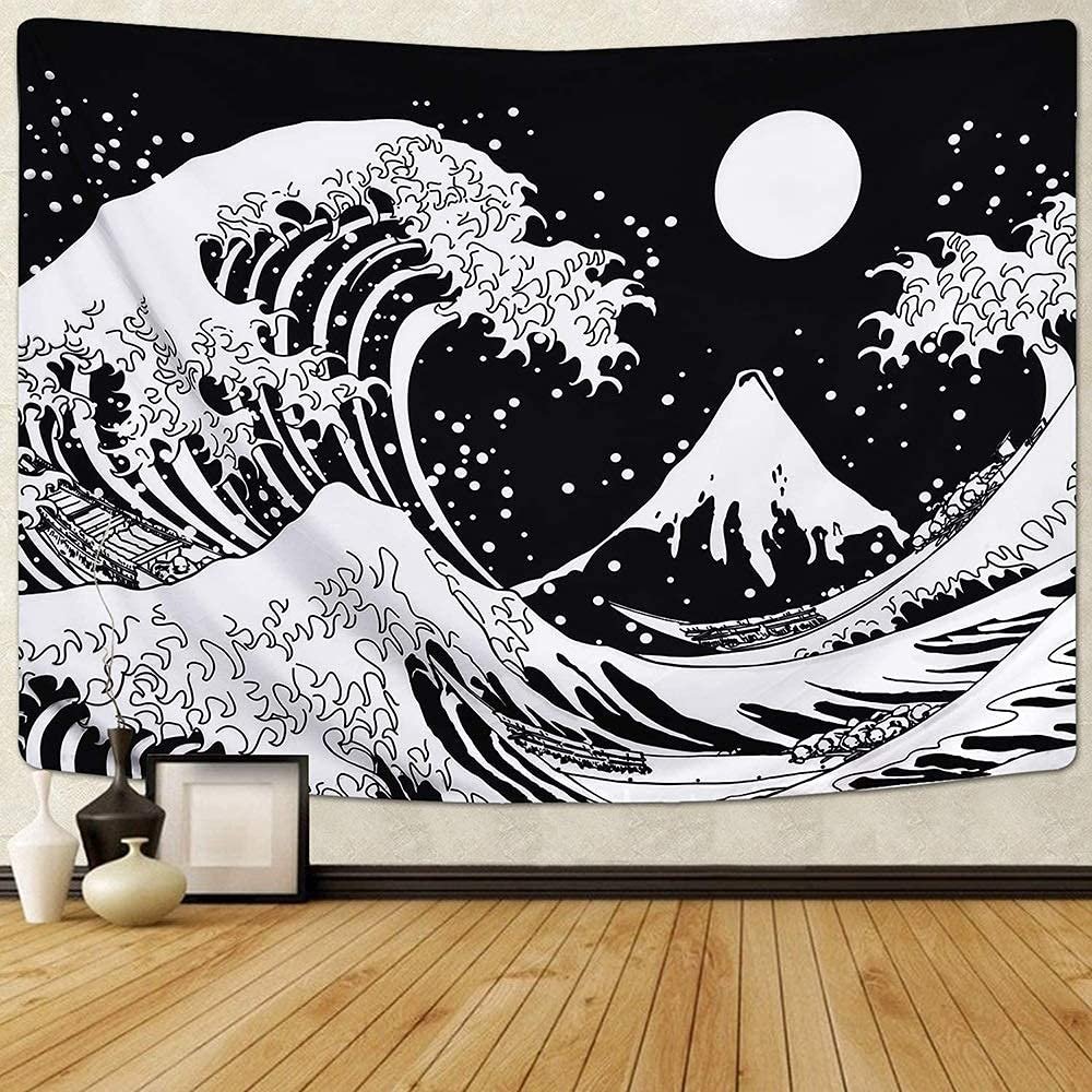 NZDY Japanese-Style Kanagawa Great Wave Wall Tapestry, 51 x 59 in