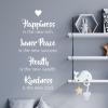 Wall Decal, “Happiness, Inner Peace, Health, Kindness,” Inspirational Quote [Chocolate] view 2