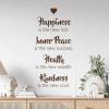 Wall Decal, “Happiness, Inner Peace, Health, Kindness,” Inspirational Quote [Chocolate] view 3