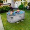 Bestway Power Steel Swim Vista Series Oval Frame Pool Set with Filter Pump, 427 x 250 x 100 cm, Stone-Wall Look (Cream Gray) view 2