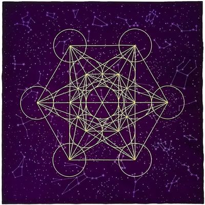 Namvo Tarot Card Altar Tablecloth, Printed Purple Velvet, Sacred Geometry, Jung's Crystal Grid, for Tarot Enthusiasts, Weddings (61 x 61 cm)