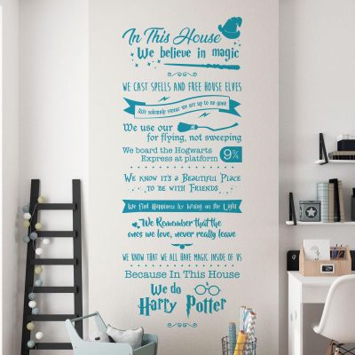 Wall Decal "In This House We Believe in Magic..." Wizard Home Quote [Sky]