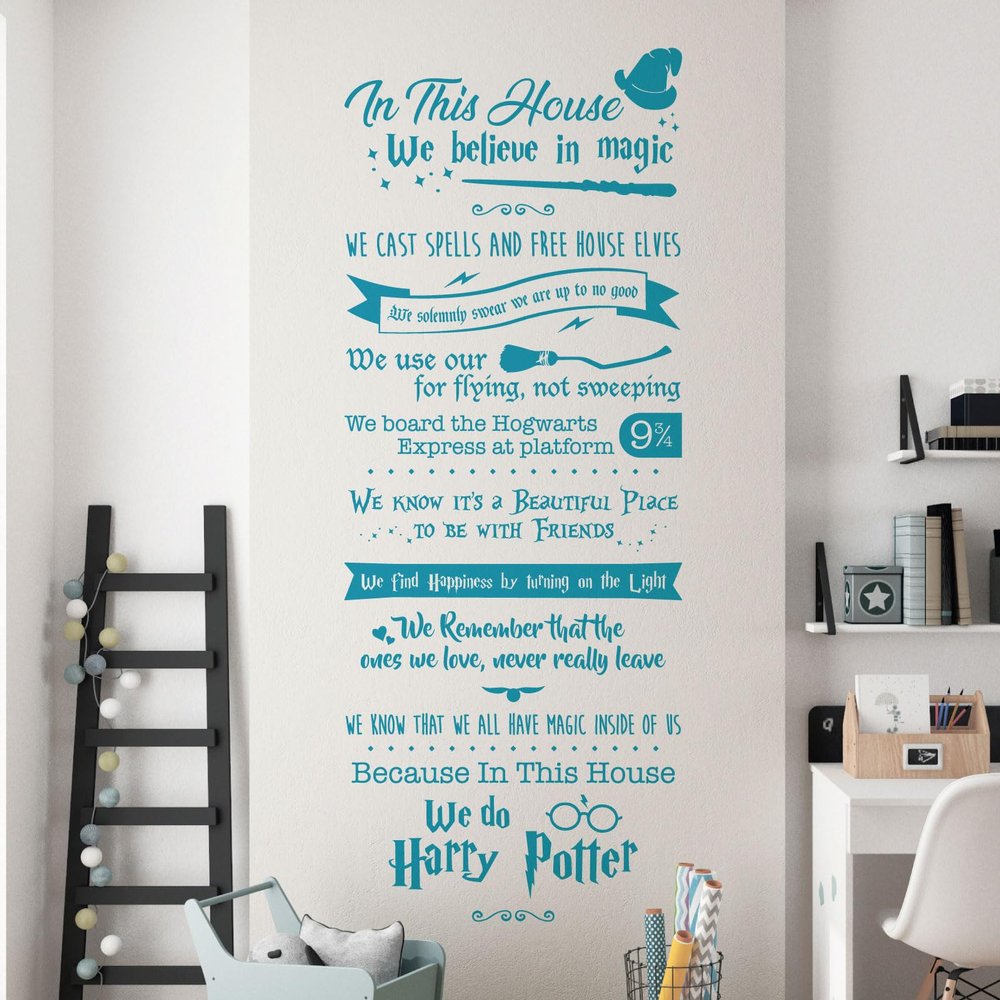 Wall Decal "In This House We Believe in Magic..." Wizard Home Quote [Sky]