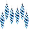 Christmas Concepts 6-Pack 110 mm Large Spiral-Shaped Baubles, Glossy & Glittered Christmas Tree Decorations view 1