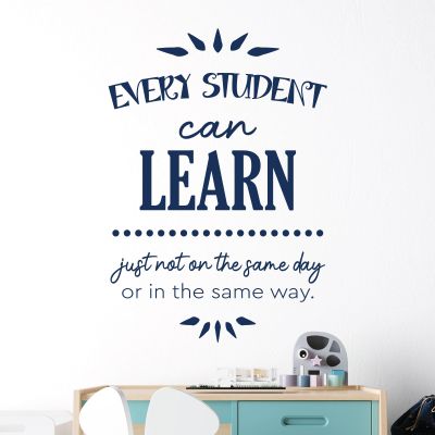 Wall Decal, "Every Student Can Learn, Just Not on the Same Day or in the Same Way," Cobalt Blue