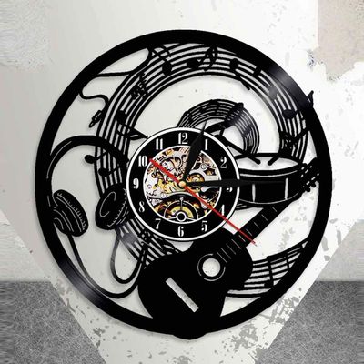 ELD 30 cm Guitar Vinyl Record Wall Clock, Musical Wall Art
