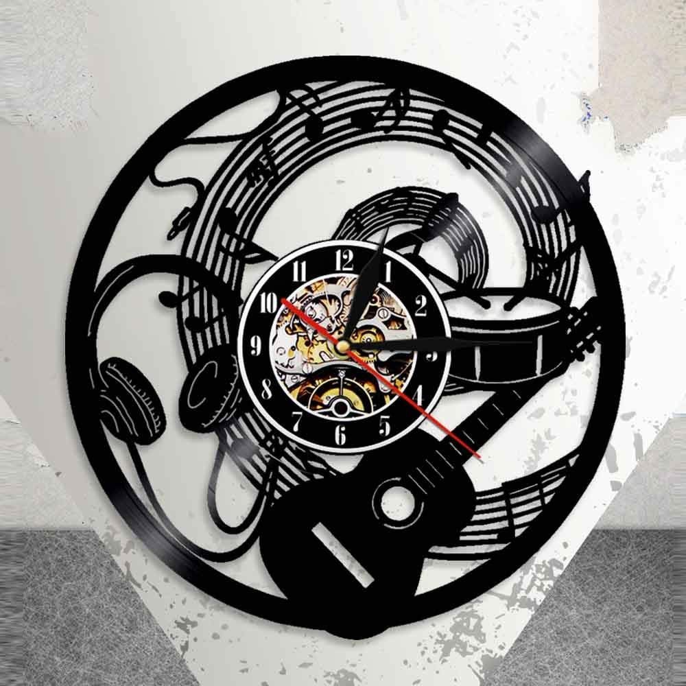 ELD 30 cm Guitar Vinyl Record Wall Clock, Musical Wall Art