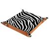 Foldable Square Leather Dice Tray for Jewelry, Keys, Coins and Candy, Black/White view 1