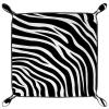 Foldable Square Leather Dice Tray for Jewelry, Keys, Coins and Candy, Black/White view 2