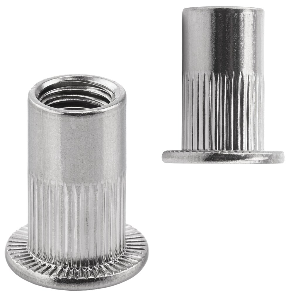 FASTON M6x16 mm Flat-Head Rivet Nuts, Stainless Steel A2/V2A, 250-Pack