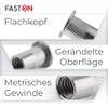 FASTON M6x16 mm Flat-Head Rivet Nuts, Stainless Steel A2/V2A, 250-Pack view 2