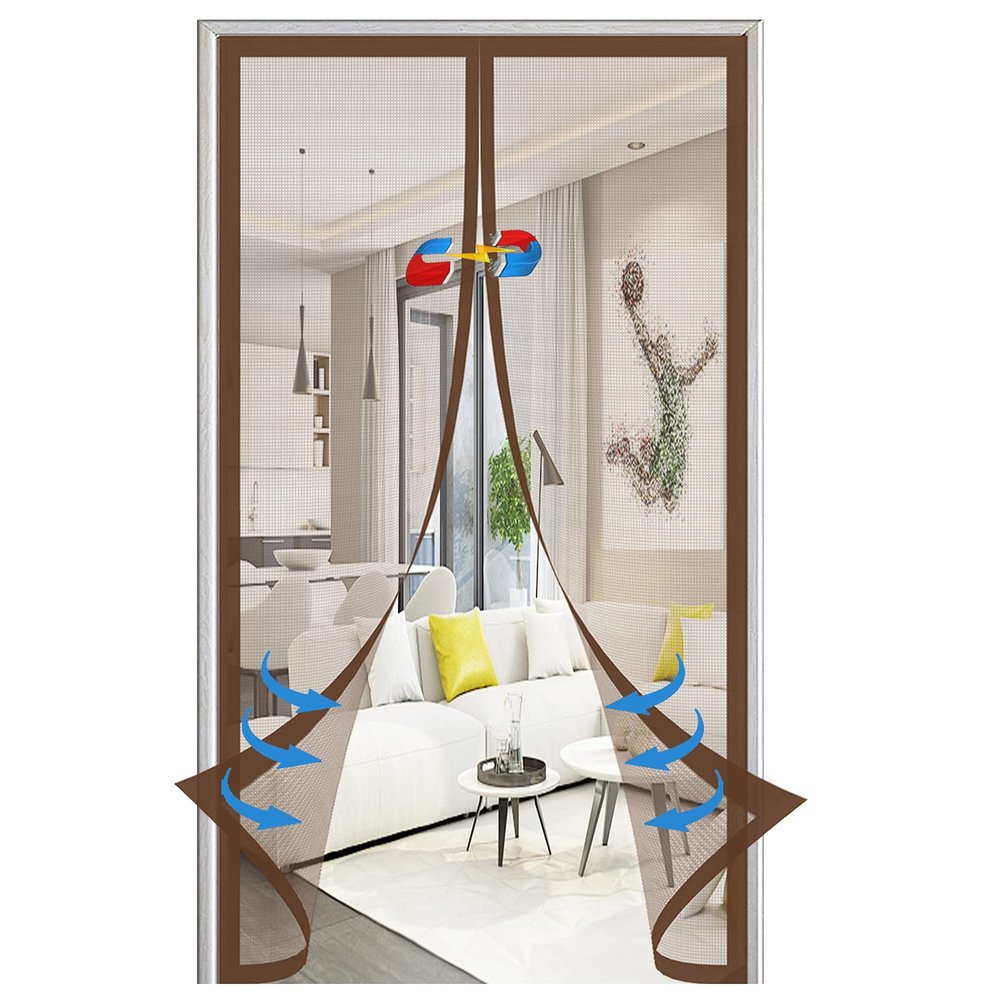 Magnetic Self-Closing Fly Screen Door, Brown, 70 x 260 cm
