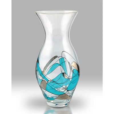 Nobile Glassware 44701 Mosaic Tulip Vase, Glass, 31 cm, Turquoise