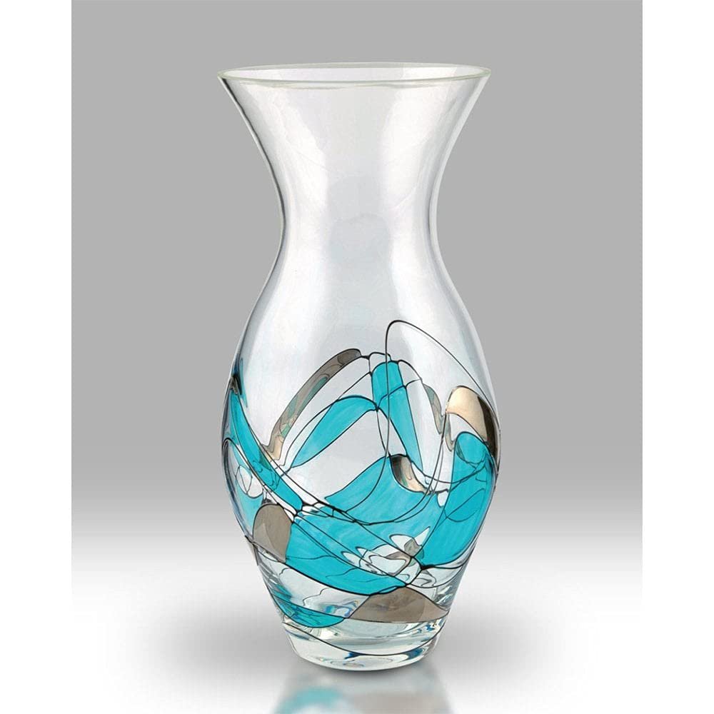 Nobile Glassware 44701 Mosaic Tulip Vase, Glass, 31 cm, Turquoise