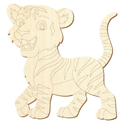 Wooden Tiger Cub Decoration, 5–50 cm, 50-Pack, 39 cm High