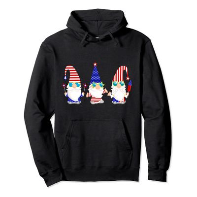 Patriotic Gnomes American Flag 4th of July Independence Day Pullover Hoodie