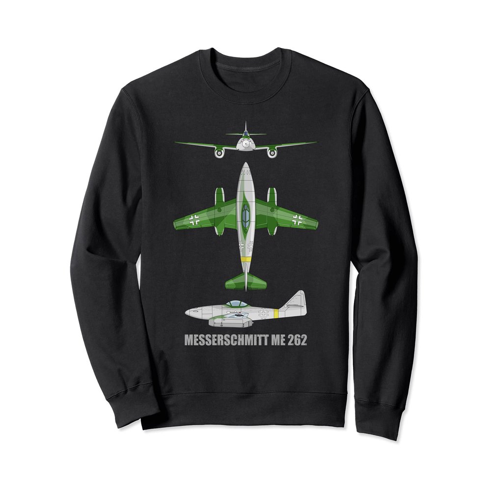Messerschmitt Me 262 German WW2 Jet Fighter Plane Diagram Sweatshirt