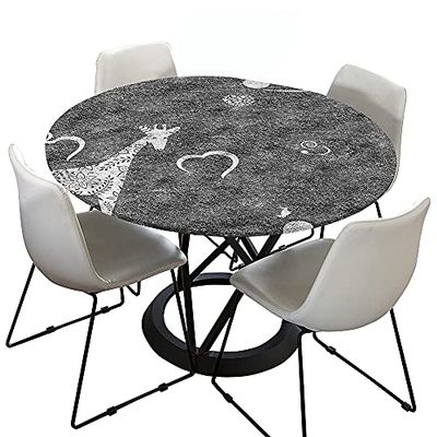 Morbuy Elastic Round Tablecloth, Waterproof, Washable, Giraffe, 90 cm Diameter