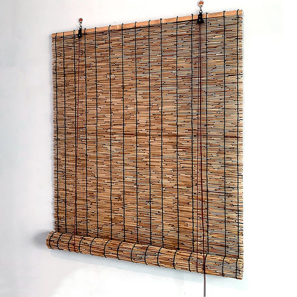 KJHGMNB Carbonized Natural Reed Bamboo Blind, Privacy, 70 x 120 cm
