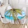 Himlaya Round Tablecloth, 3D Coconut Tree Print, Waterproof, Wipeable and Washable, for Kitchen, Garden and Outdoor Use, Various Sizes (Sea Water, 100 cm Diameter) view 2