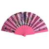 DUO ER 1-Piece Chinese-Style Folding Hand Fan, Lace Silk Flower Fan Decoration, Pink view 1