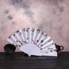 DUO ER 1-Piece Chinese-Style Folding Hand Fan, Lace Silk Flower Fan Decoration, Pink view 3