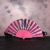 DUO ER 1-Piece Chinese-Style Folding Hand Fan, Lace Silk Flower Fan Decoration, Pink view 4