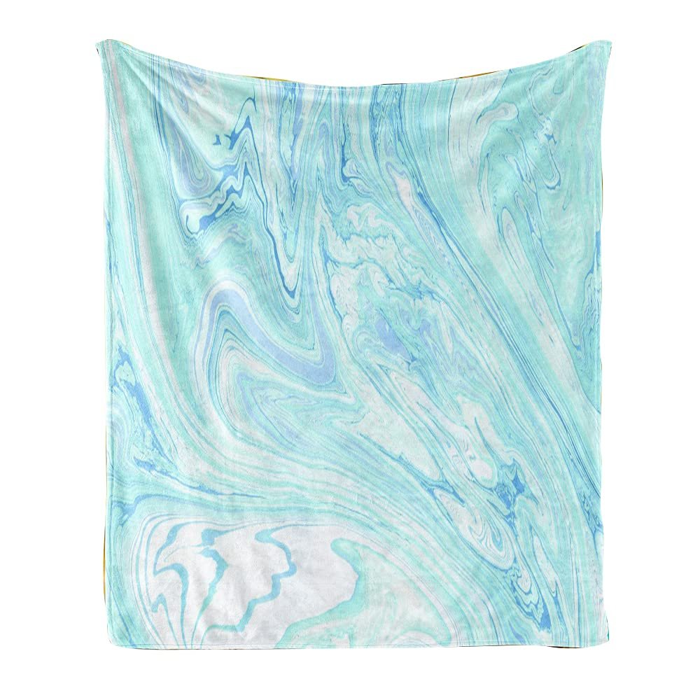 FANSU Soft Flannel Blanket, Warm 3D Printed Throw, Light Blue, 55 x 71 in