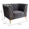 Alexandra House Living Gray Armchair, 72 x 75 x 104 cm, Upholstered view 2