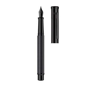 Otto Hutt D04 Fountain Pen, Black Matte Brass, Checkered Guilloche, Medium